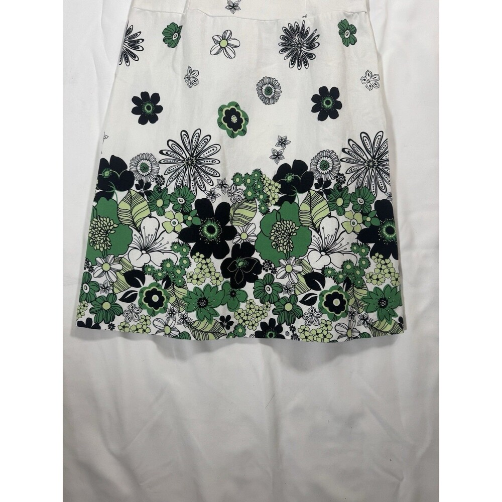 Teeze Me Strapless Floral Dress Size 9 | Green Black White Cotton Fit Flare - Picture 5 of 6